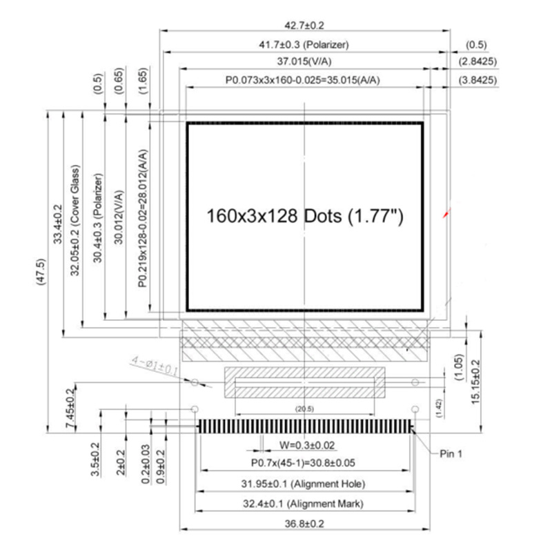 1.8 inch 160*128 PMOLED Display Module