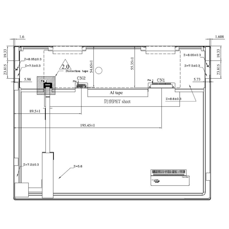 12.1-PV012101LZR20B Mechanical Drawing Back